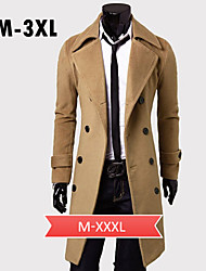 Men's Fashion Slim Long Double Breasted Wool Coat