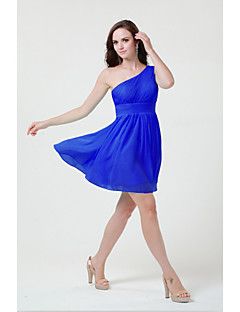 Short/Mini Chiffon Bridesmaid Dress - Royal Blue / Ruby / Black / Silver / Burgundy / Watermelon / Grape / Sky Blue / Dark Green