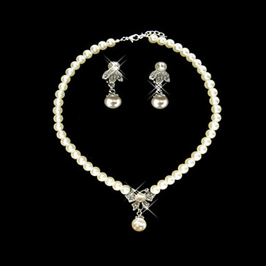 jewelry sets necklace rhinestone pearls drop