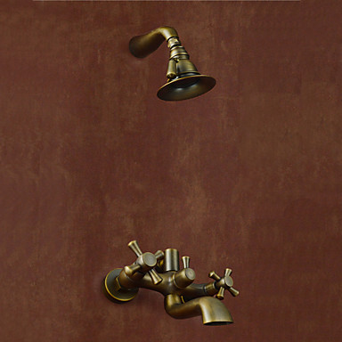 Wall mount antiek stijl antiek messing finish messing bad kranen ...