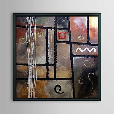 Abstract Geometric Cubes Framed Oil Painting
