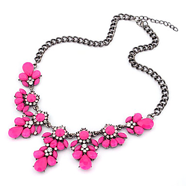(1 Pc)Classic (Flower Pendant) Black Alloy Choker Necklace(Blue,Yellow And More)