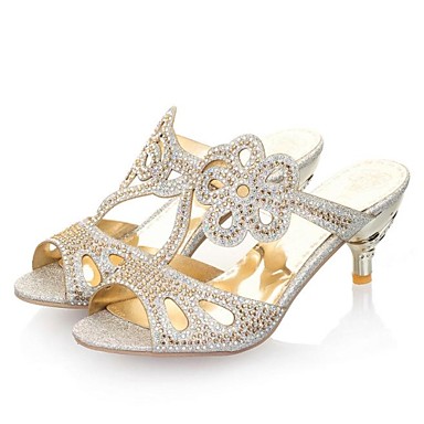 kitten heels with rhinestones